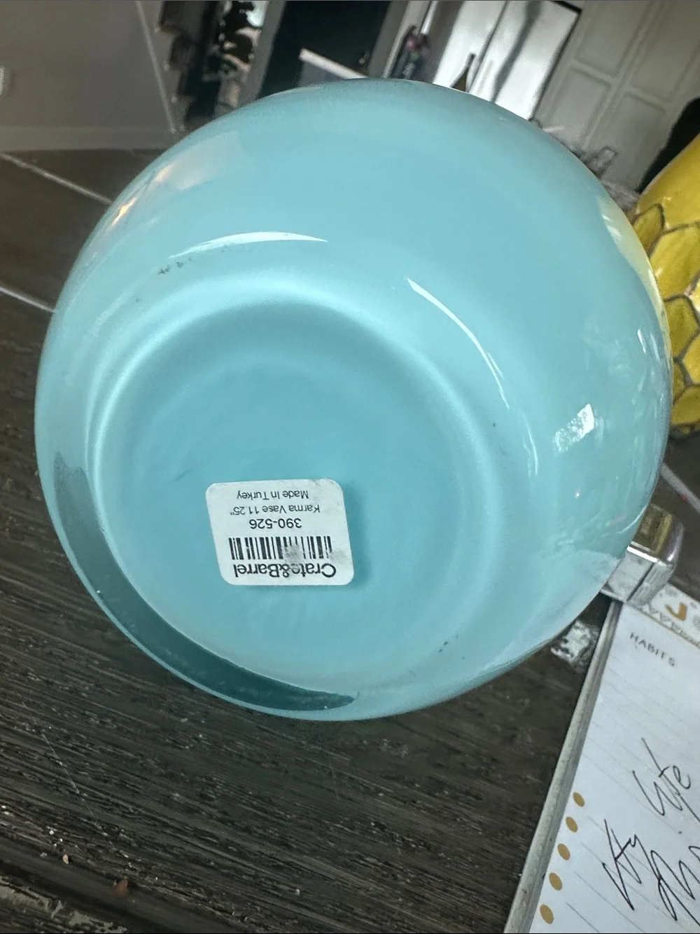 NWT Crate and barrel hourglass sky blue vase 11.5H collectible home decor